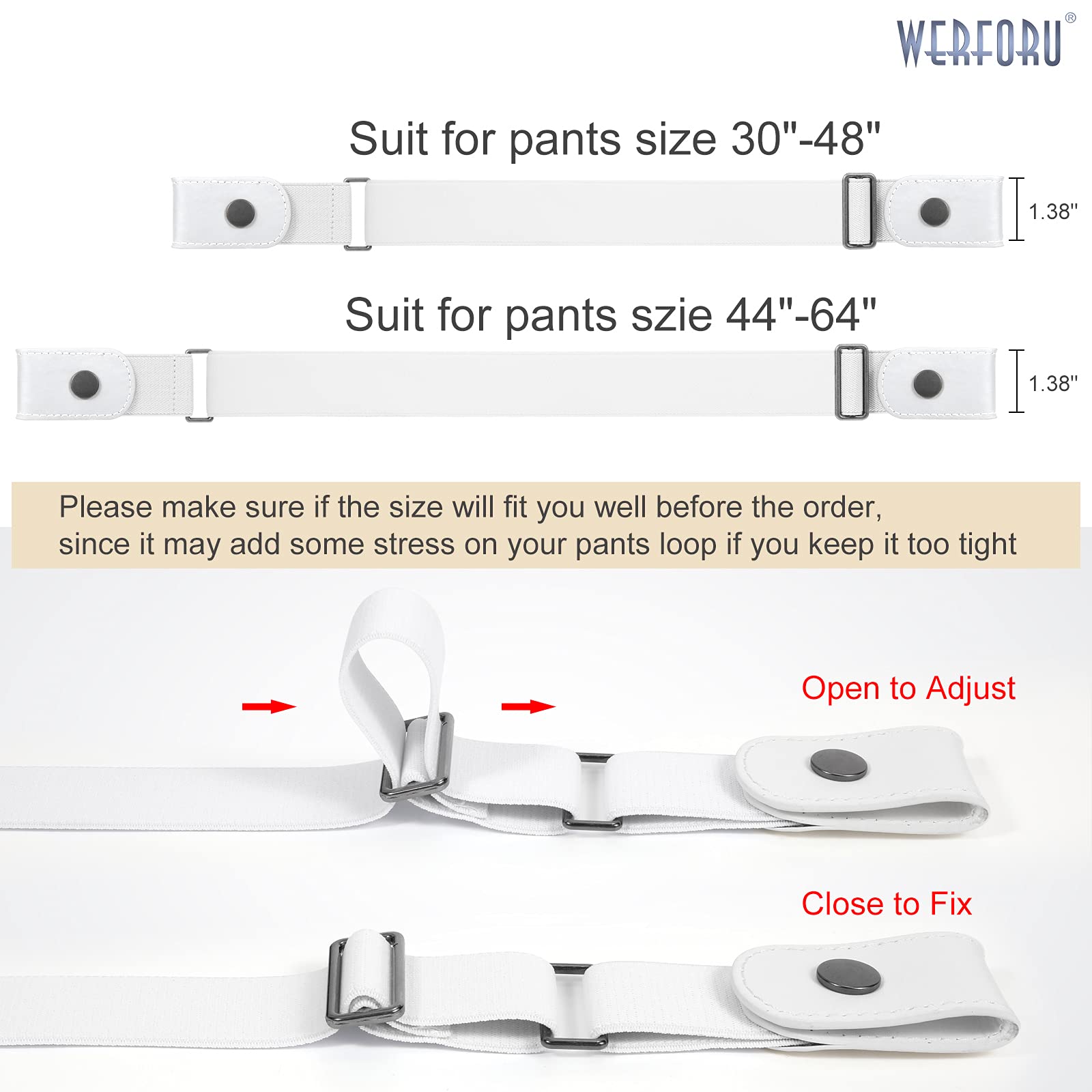 No Buckle Show Belt for Men Buckle Free Stretch Belt for Jeans Pants 1.38 Inches Wide - JASGOOD OFFICIAL