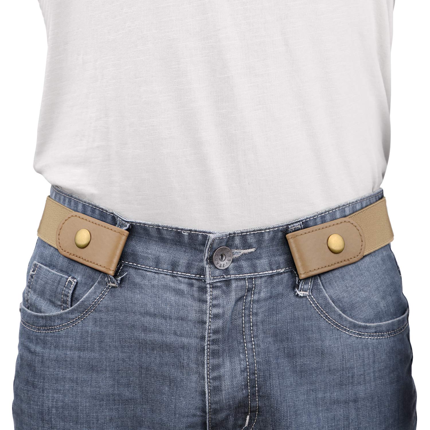 No Buckle Show Belt for Men Buckle Free Stretch Belt for Jeans Pants 1.38 Inches Wide - JASGOOD OFFICIAL