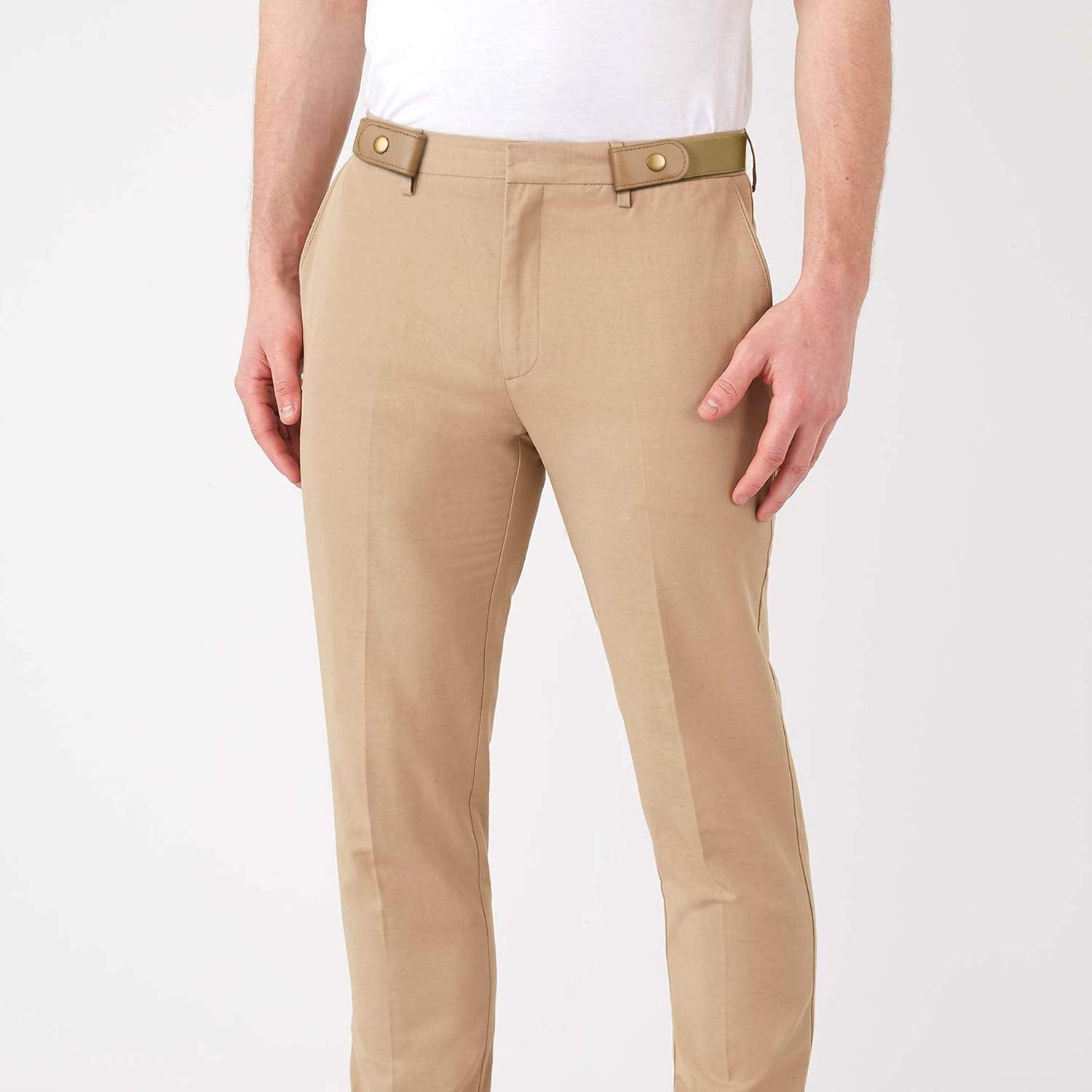 No Buckle Show Belt for Men Buckle Free Stretch Belt for Jeans Pants 1.38 Inches Wide - JASGOOD OFFICIAL