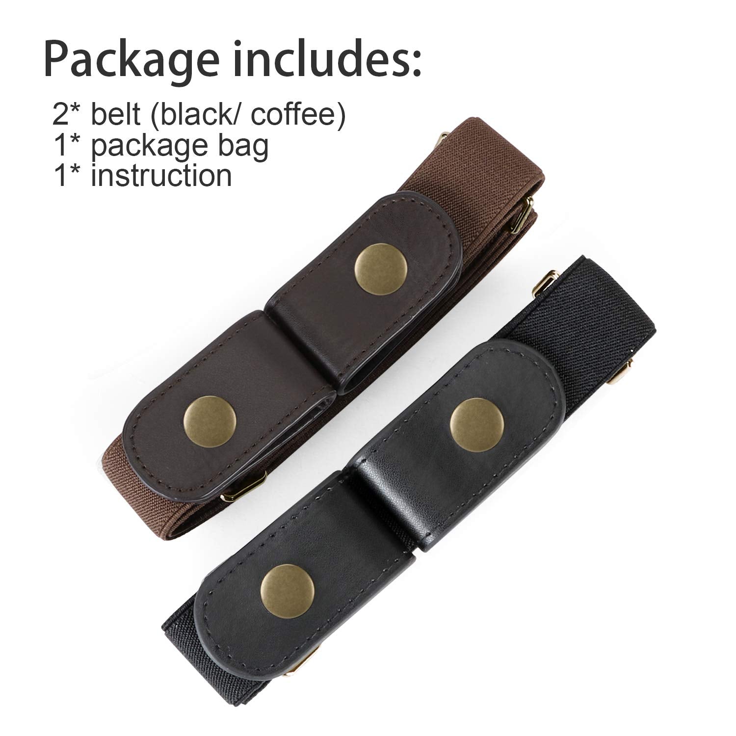 No Buckle Show Belt for Men Buckle Free Stretch Belt for Jeans Pants 1.38 Inches Wide - JASGOOD OFFICIAL