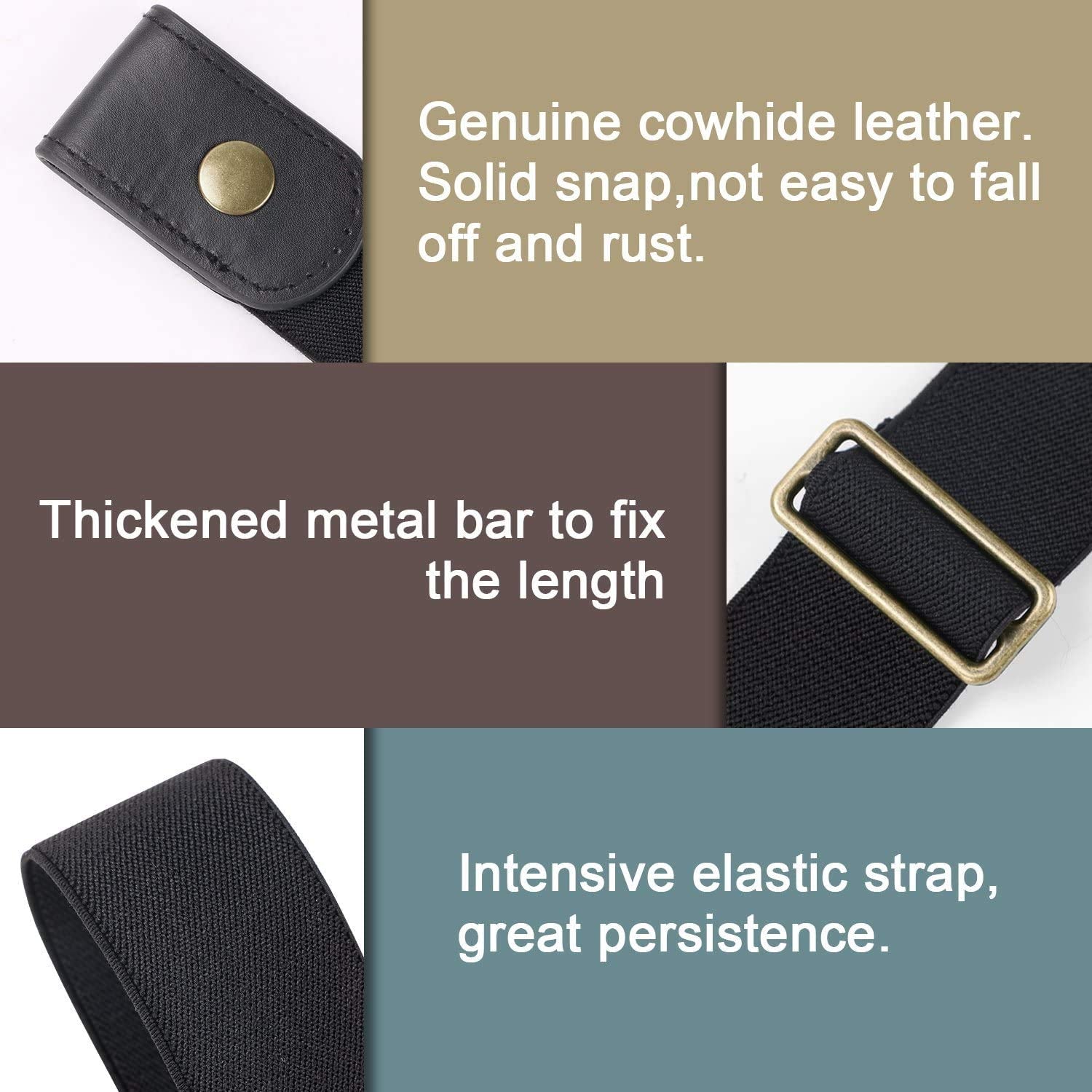 No Buckle Show Belt for Men Buckle Free Stretch Belt for Jeans Pants 1.38 Inches Wide - JASGOOD OFFICIAL