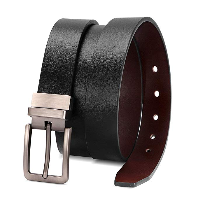JASGOOD Women Leather Reversible Belt, Ladies Belt for Jeans with Rotated Buckle with Nice Gift Box