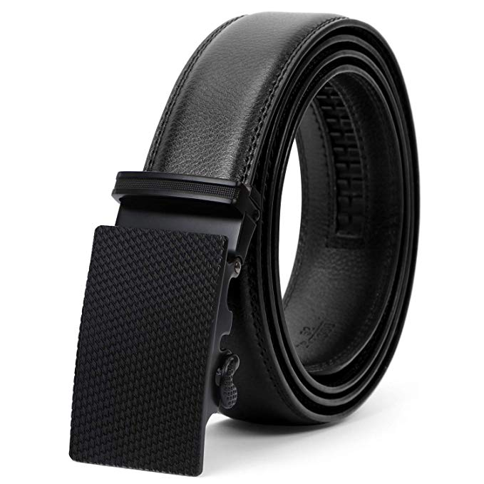 JASGOOD Men Leather Belt Ratchet Dress Belt with Automatic Buckle + High Quality Leather with Nice Gift Box Perfect Gift for Men