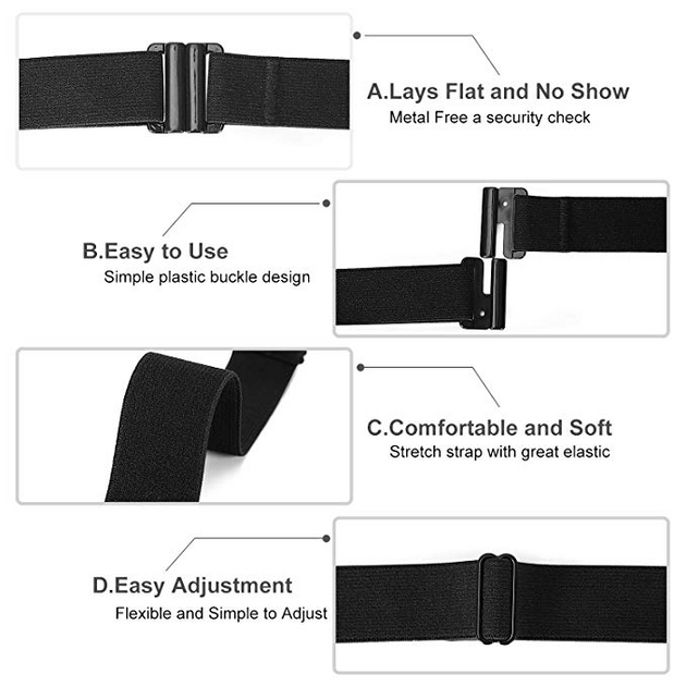 JASGOOD 2 Pack Stretch Side Belts for Women and Men, No Show Blue Elastic  Invisible Belt Loops for Pants
