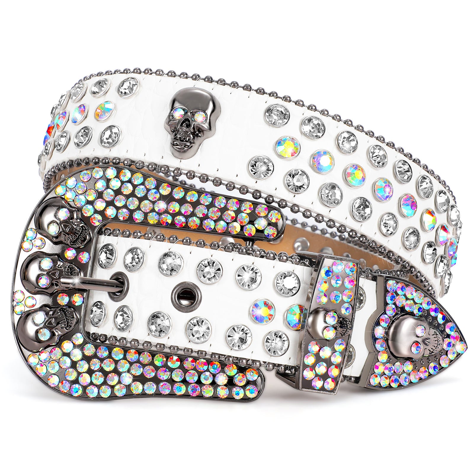 Fast Delivery Luxury Crystal Skull designer Men Women Belt Diamond Studded Rhinestone Belts Western Sparkle Leather Belts