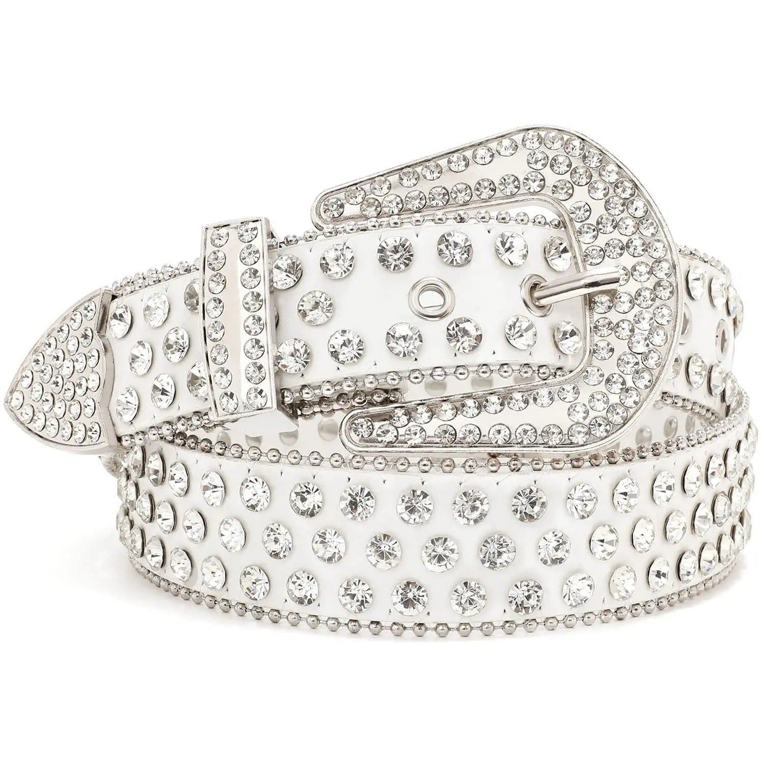 Rhinestone Belt for Men Women Western Cowboy Cowgirl Bling Studded Leather Belt for Jeans Pants