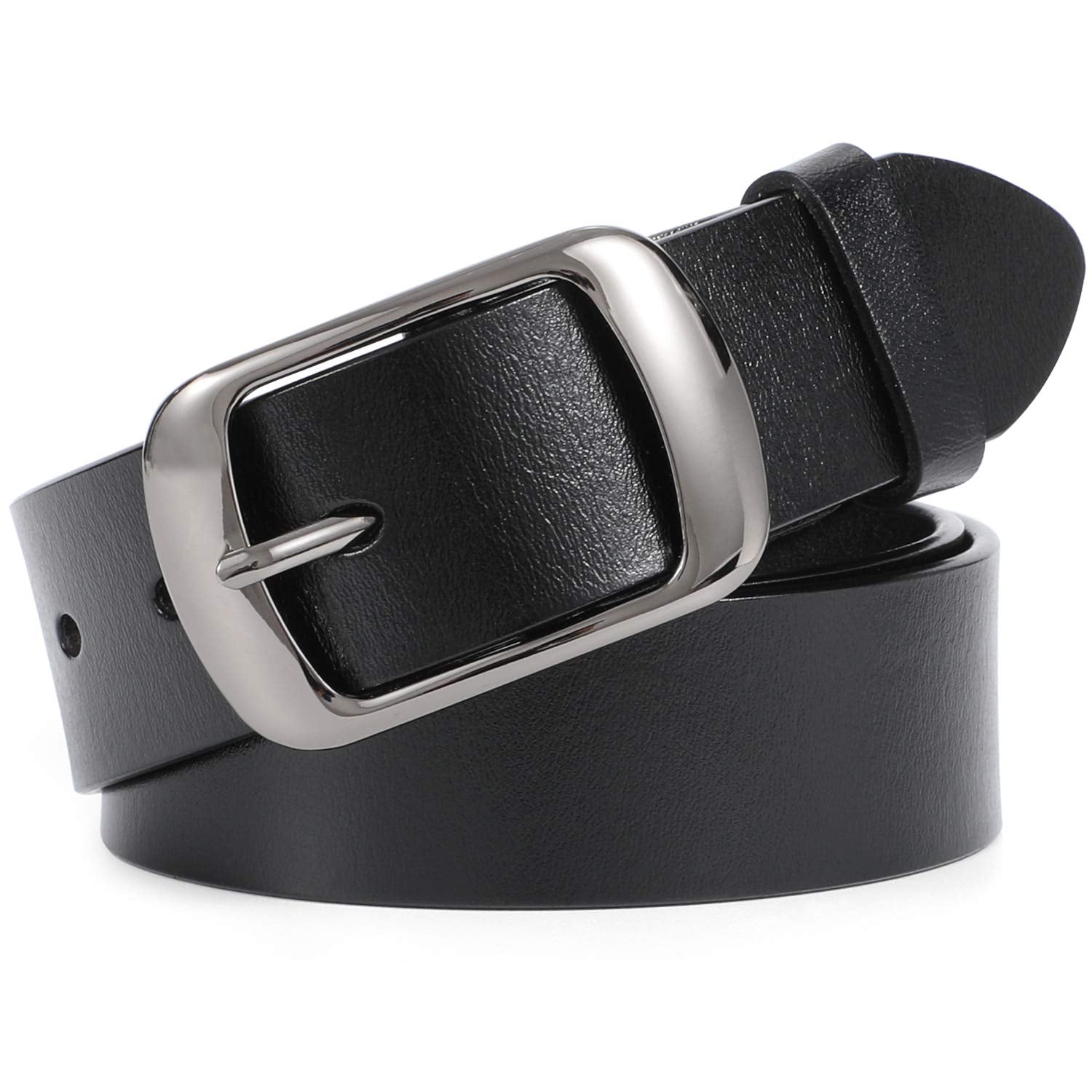 Women Leather Belts for Jeans Pants Fashion Dress Belt for Women with Solid Pin Buckle - JASGOOD OFFICIAL