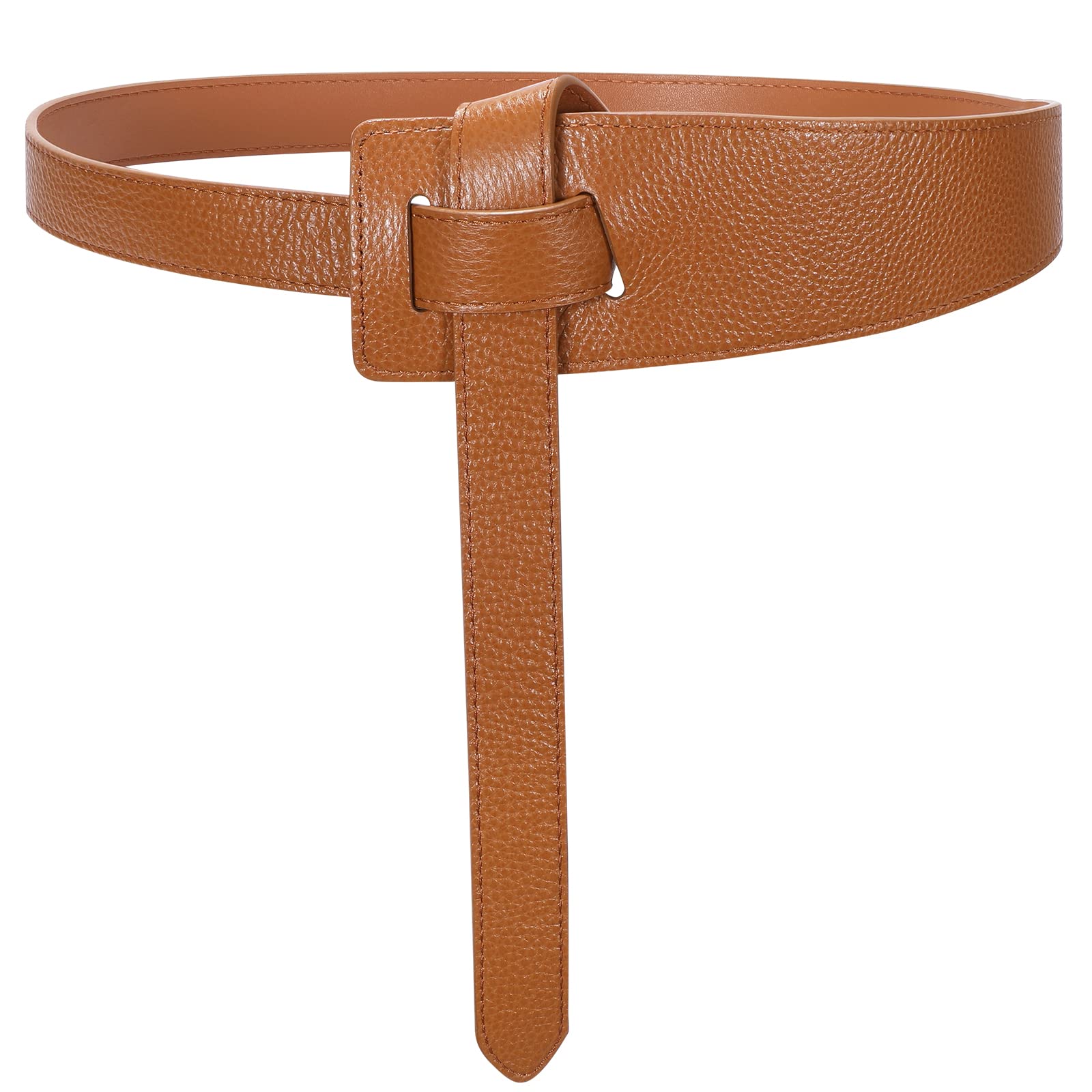 Women Leather Belt No Buckle Fashion Tie Knot Belt for Dress Women Cinch Cowhide Waist Leather Belt - JASGOOD OFFICIAL