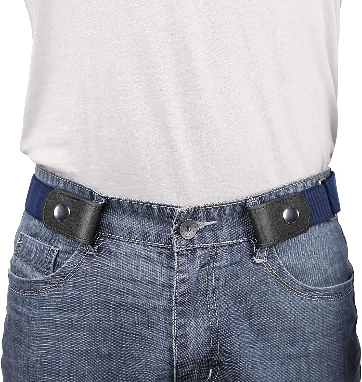 No Buckle Show Belt for Men Buckle Free Stretch Belt for Jeans Pants 1.38 Inches Wide - JASGOOD OFFICIAL