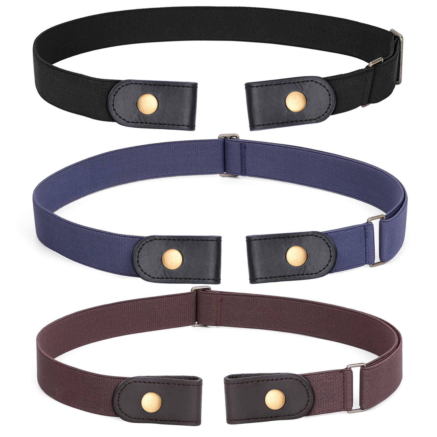No Buckle Show Belt for Men Buckle Free Stretch Belt for Jeans Pants 1.38 Inches Wide - JASGOOD OFFICIAL