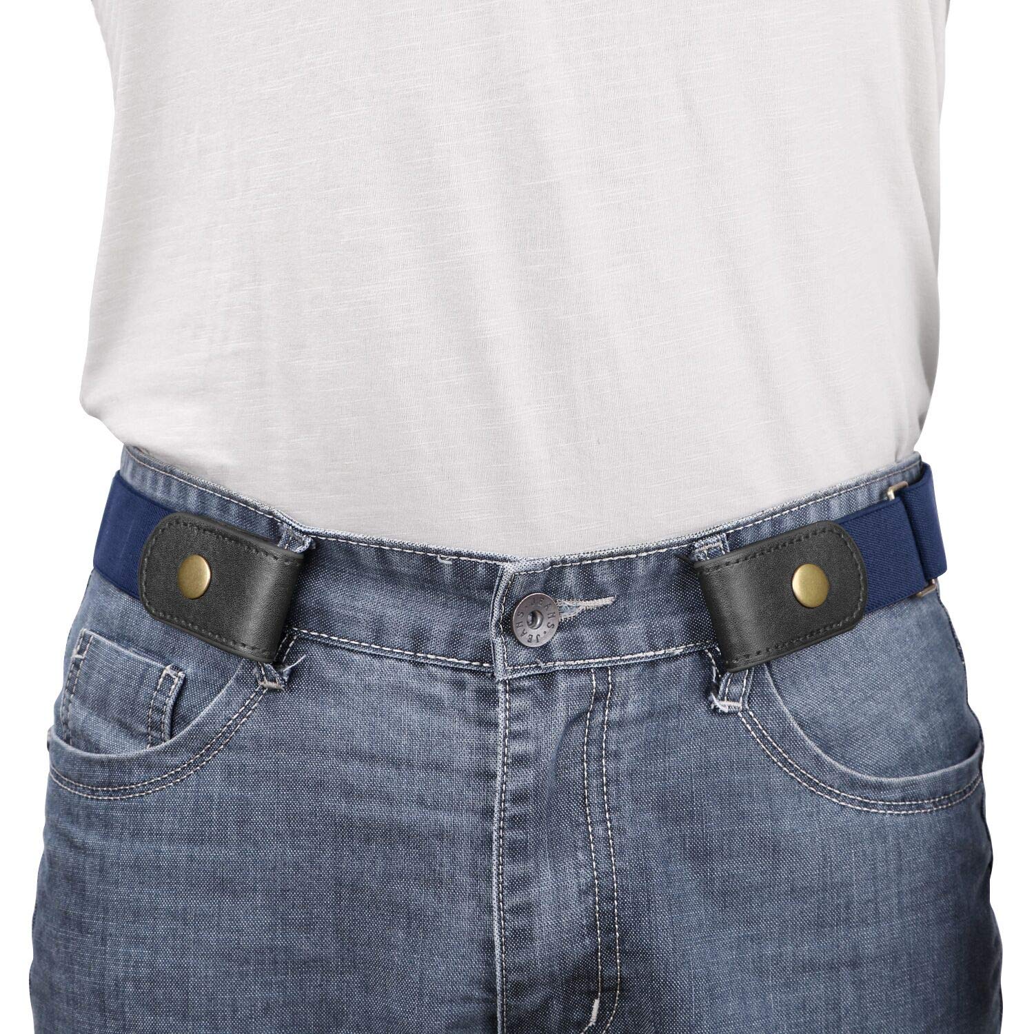 No Buckle Show Belt for Men Buckle Free Stretch Belt for Jeans Pants 1.38 Inches Wide - JASGOOD OFFICIAL