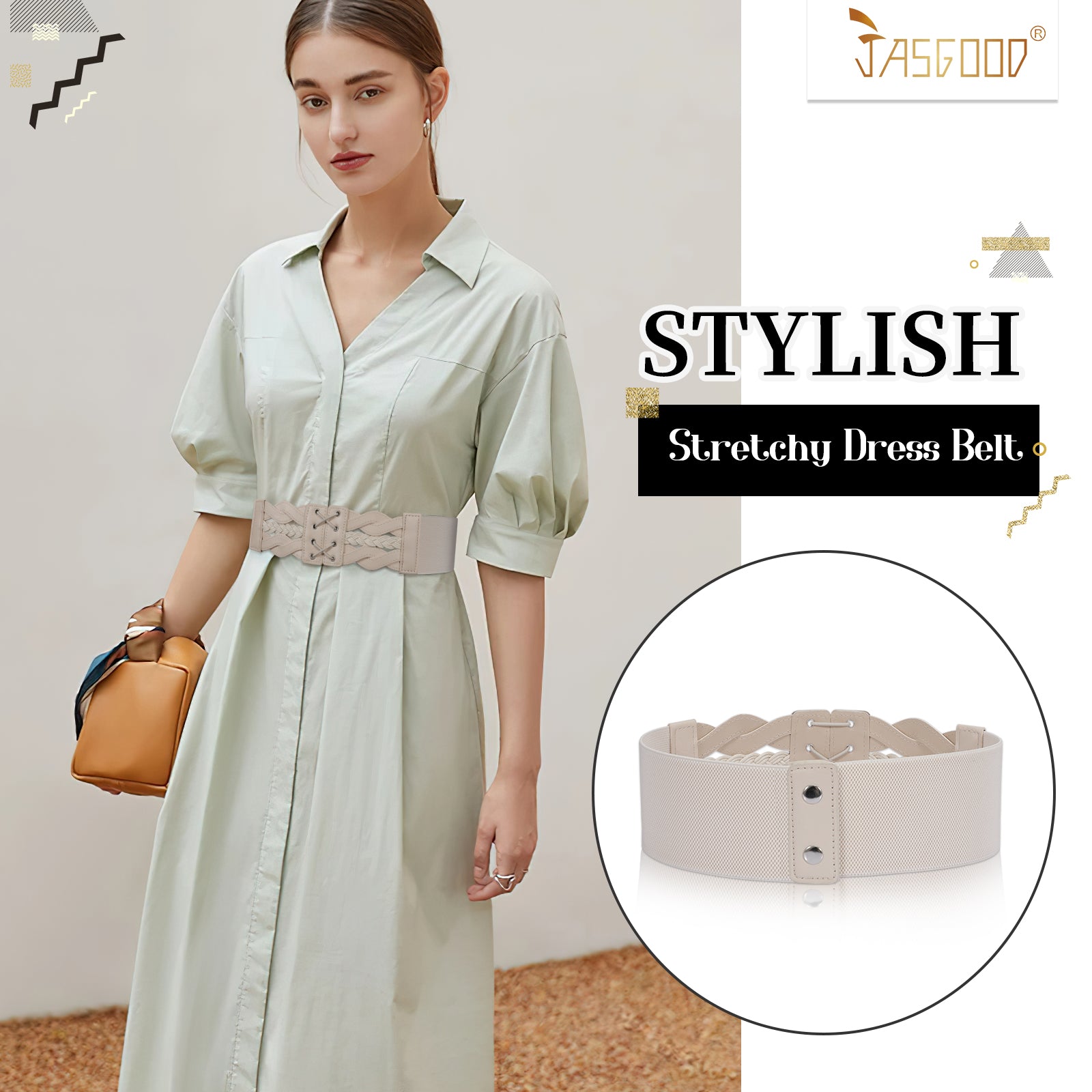 Women Elastic Wide Dress Belt JASGOOD 50S Stretchy Vintage Waist Cinch Belt - JASGOOD OFFICIAL