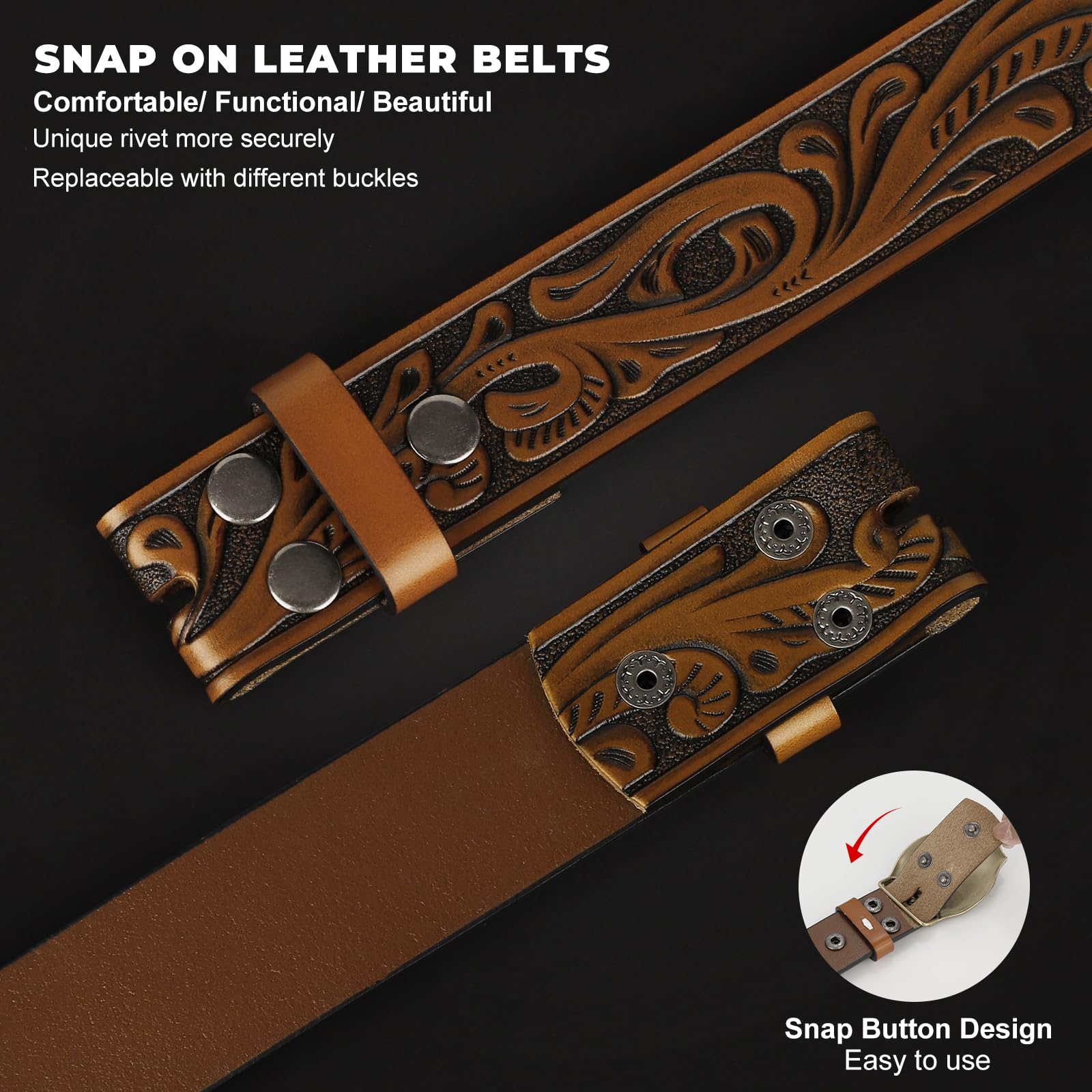 Western Belt Strap Without Buckle - JASGOOD OFFICIAL