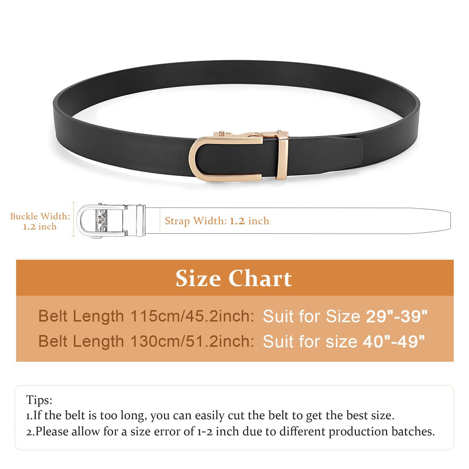 Women Sliding Belt with Automatic Buckle