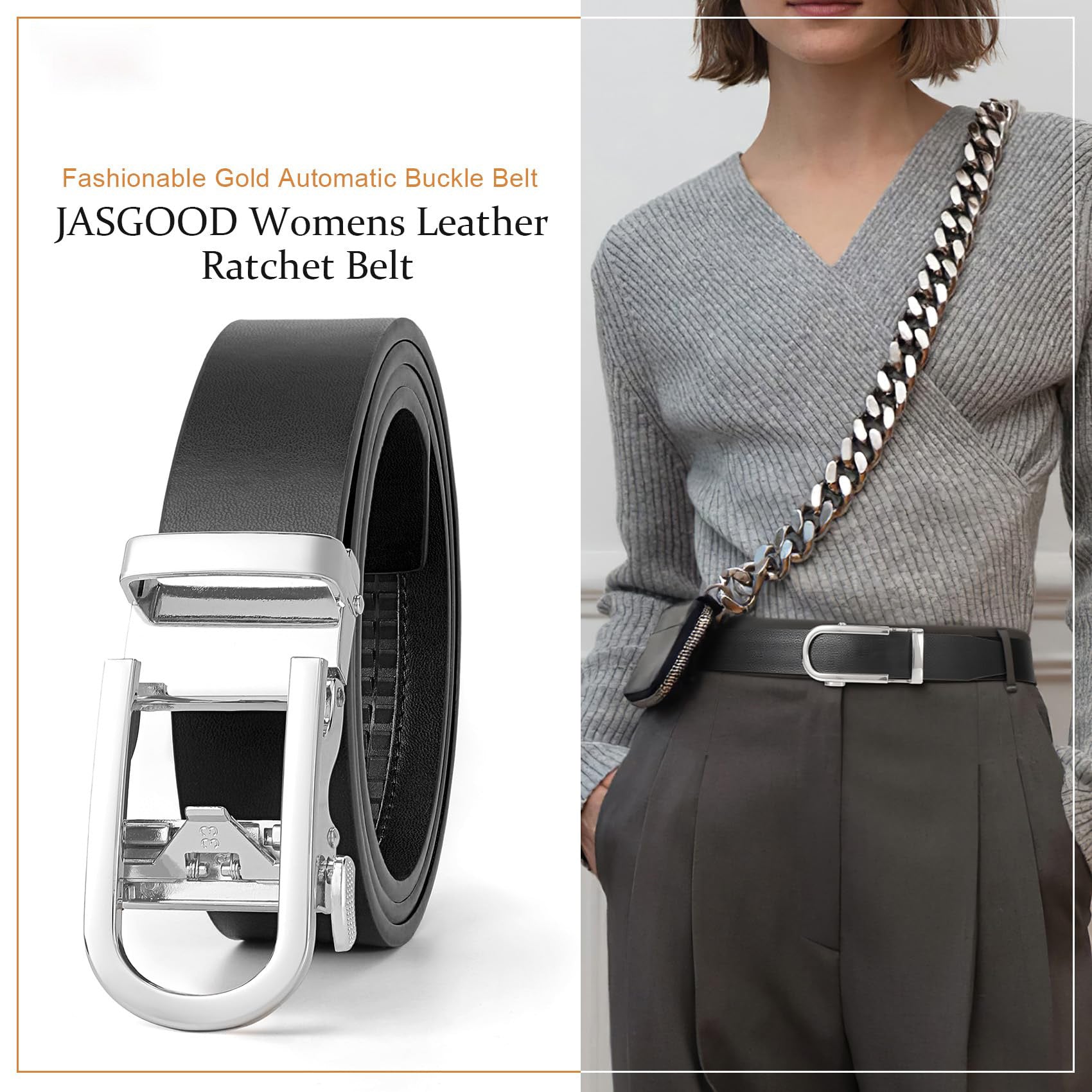 Women Sliding Belt with Automatic Buckle