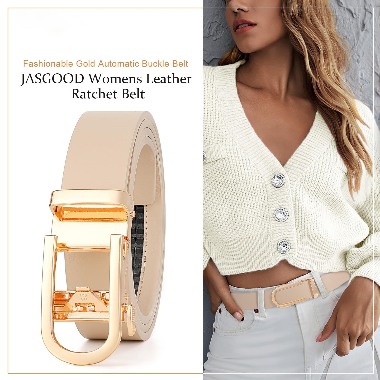 Women Sliding Belt with Automatic Buckle