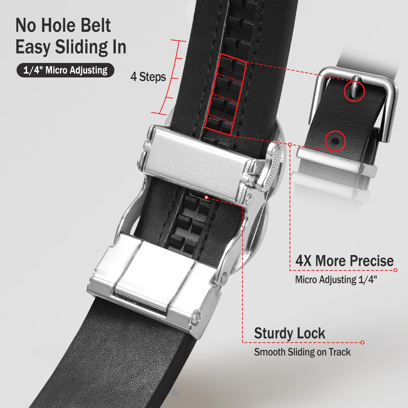 Automatic Sliding Ratchet Leather Belt
