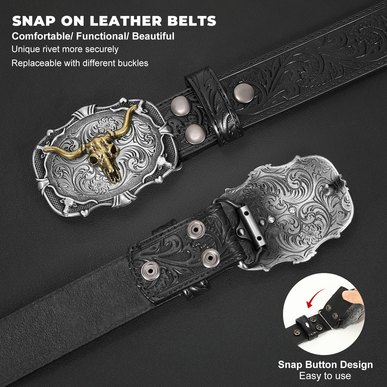 Western Cowboy Cowgirl Leather Belt - JASGOOD OFFICIAL