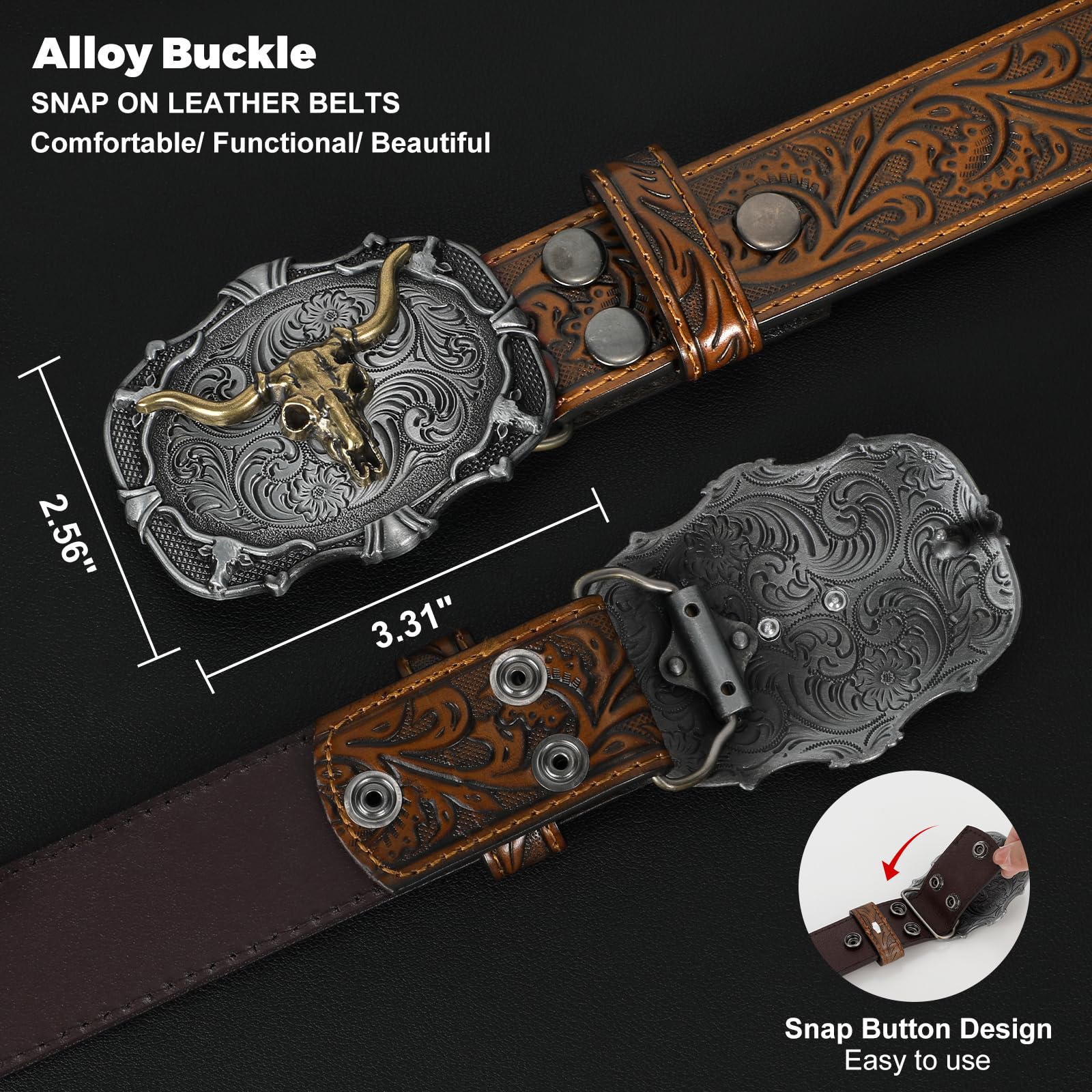 Western Cowboy Cowgirl Leather Belt - JASGOOD OFFICIAL