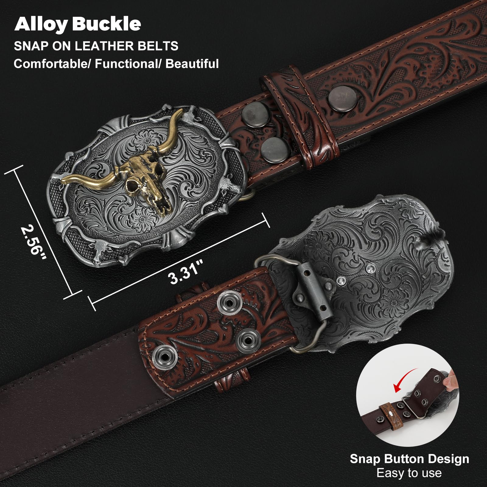 Western Cowboy Cowgirl Leather Belt - JASGOOD OFFICIAL