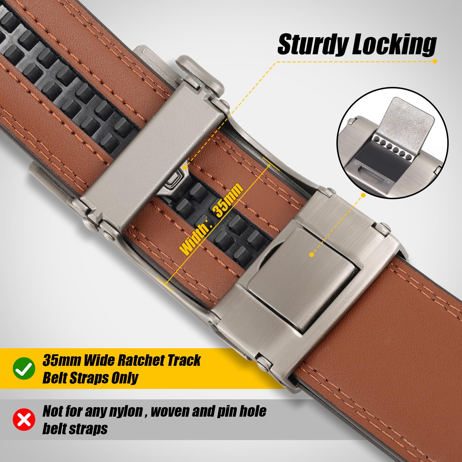 Handcraft Genuine Leather Sliding Belt | 2 Buckles+1 Belt Strap