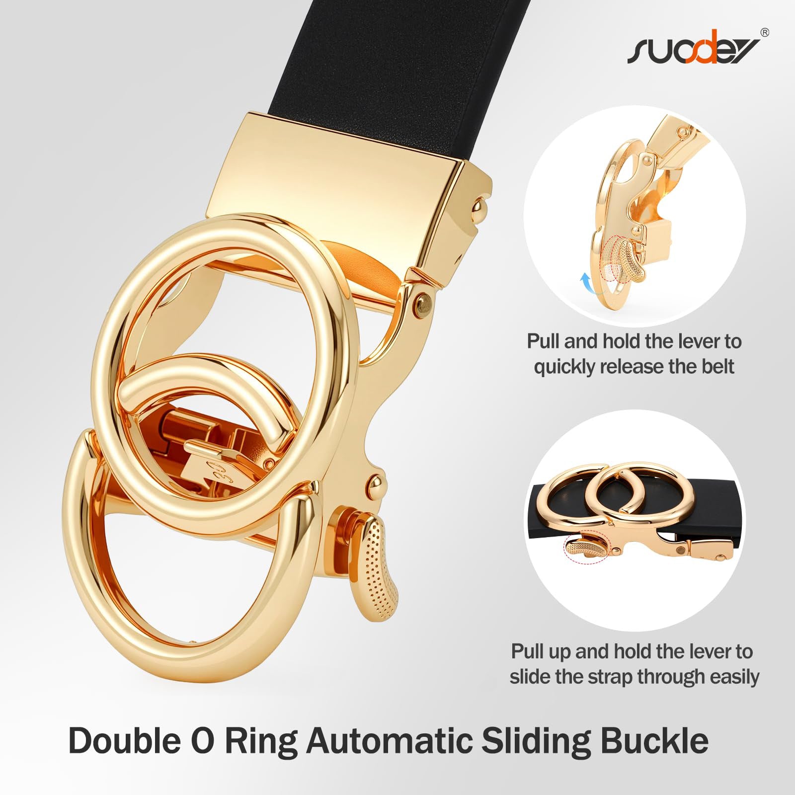 Automatic Sliding Ratchet Leather Belt