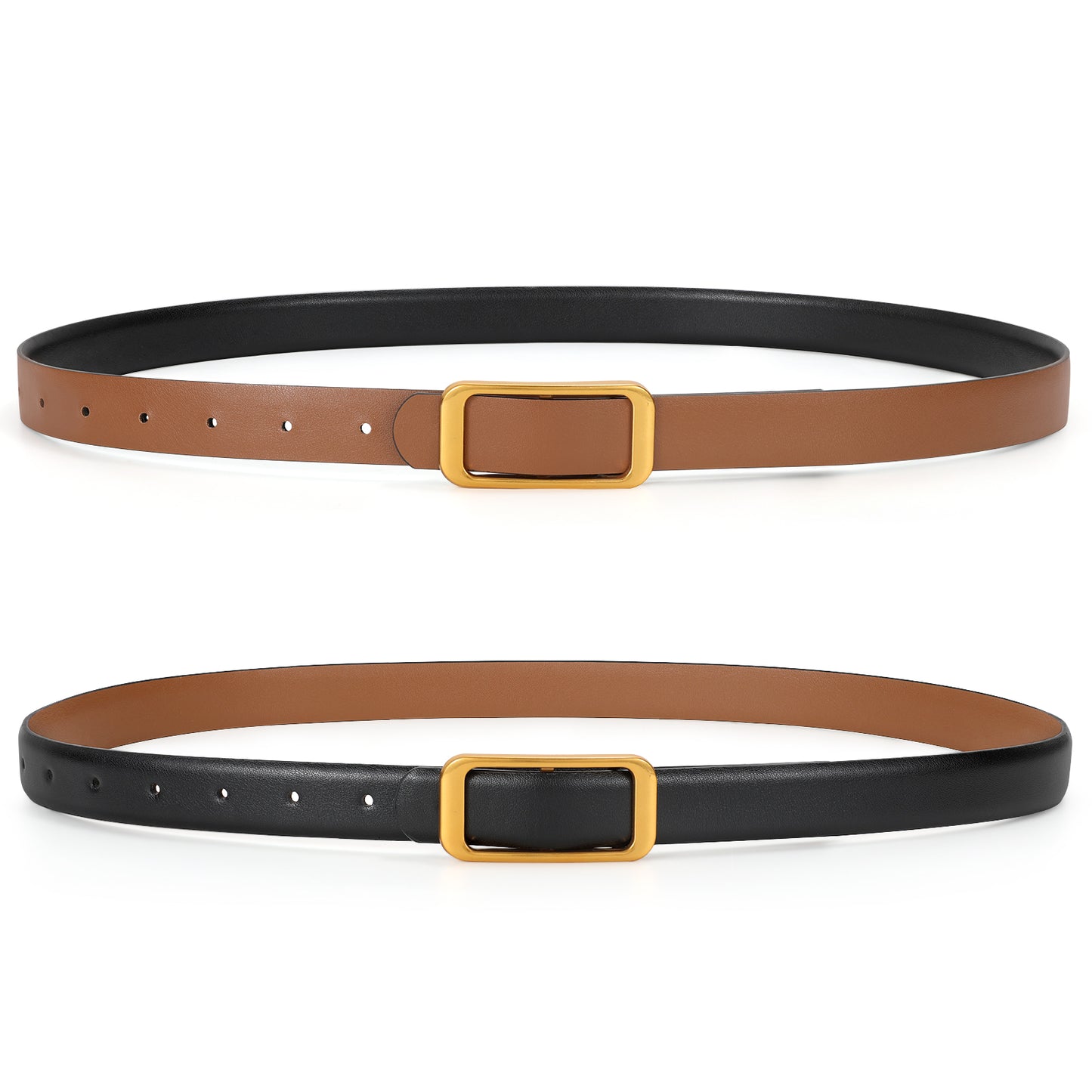 JASGOOD Women Reversible Leather Belt for Pants Jeans Ladies Waist Belt for Dresses