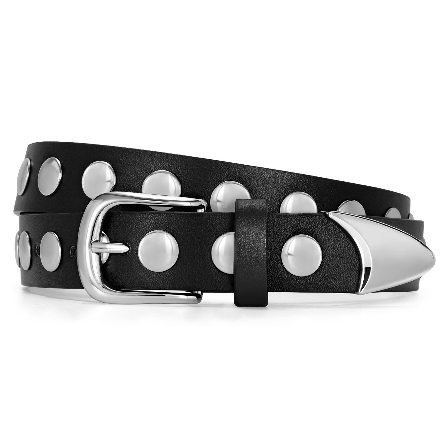 JASGOOD Women Fashion Leather Belt Punk Studded Belt for Jeans Pants Dresses