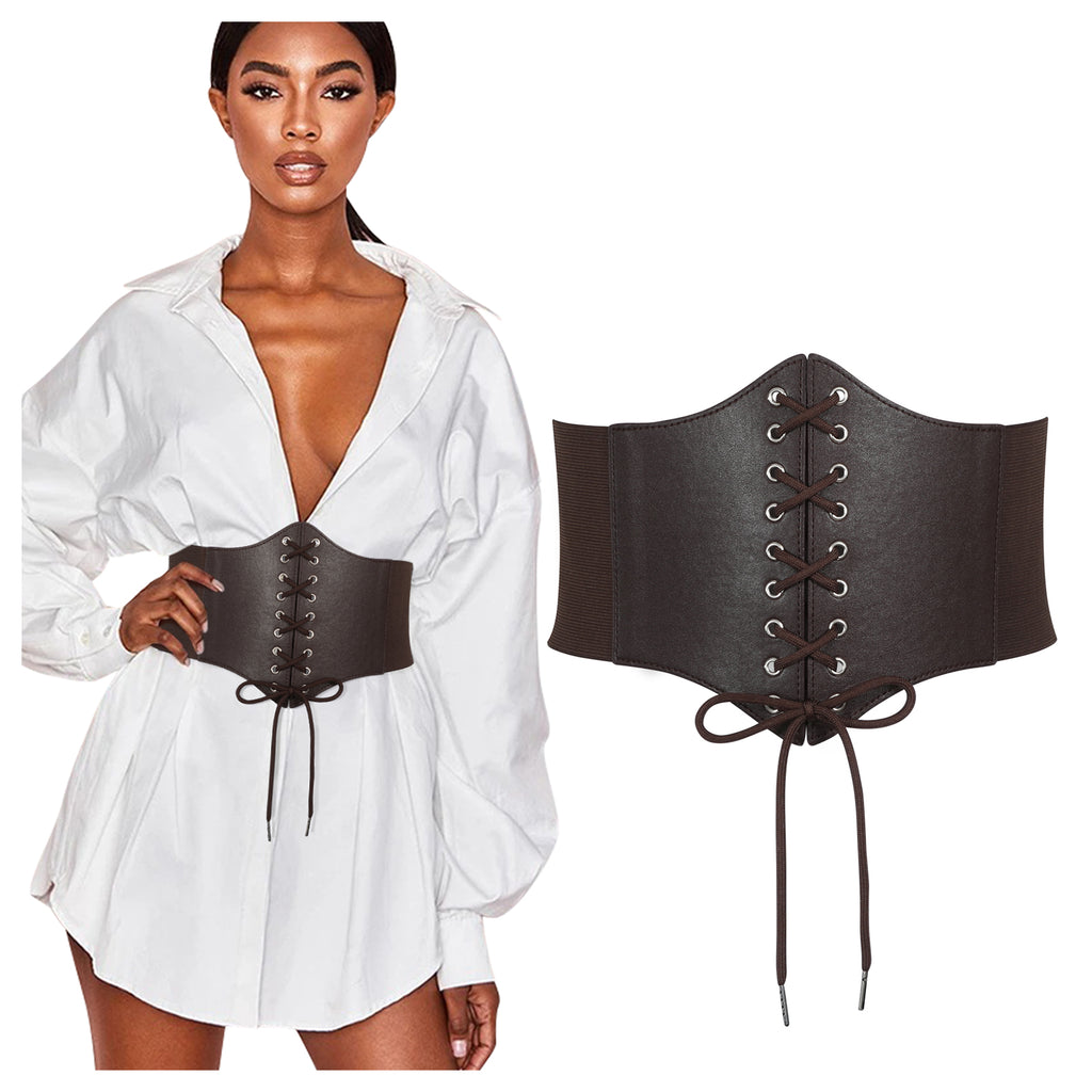 Halloween Women’s Elastic Costume Waist Belt Lace-up Tied Waspie Corset Belts for Women by JASGOOD - JASGOOD OFFICIAL