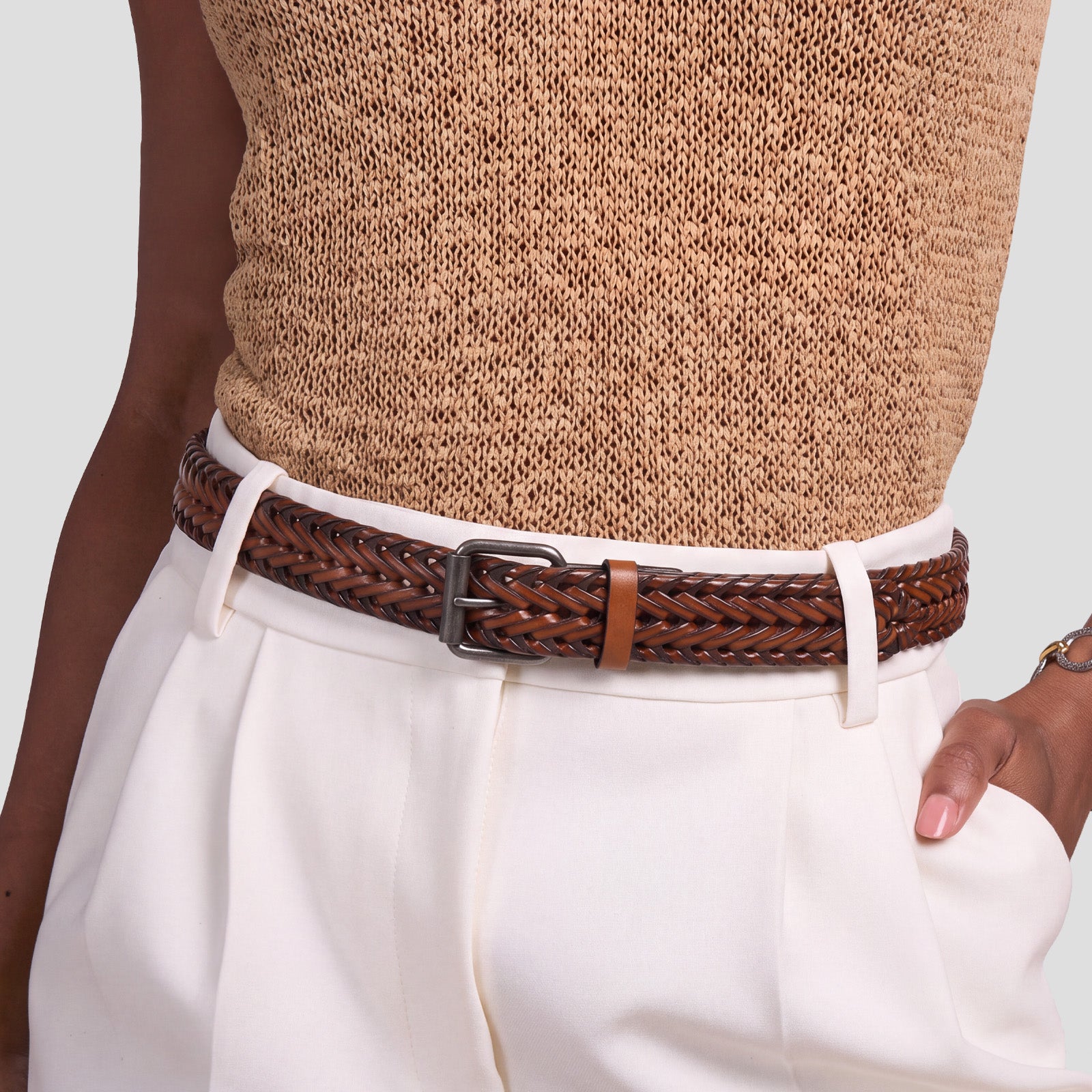 Unisex Leather Braided Belt