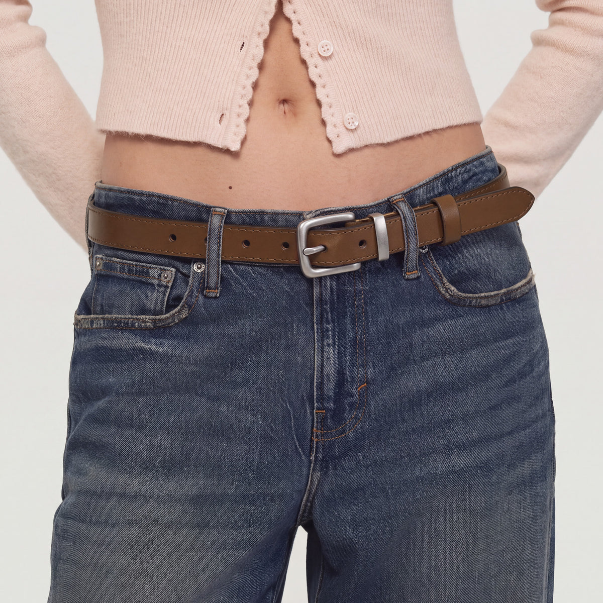 Vintage Full Grain Thin Leather Belt For Women - JASGOOD OFFICIAL