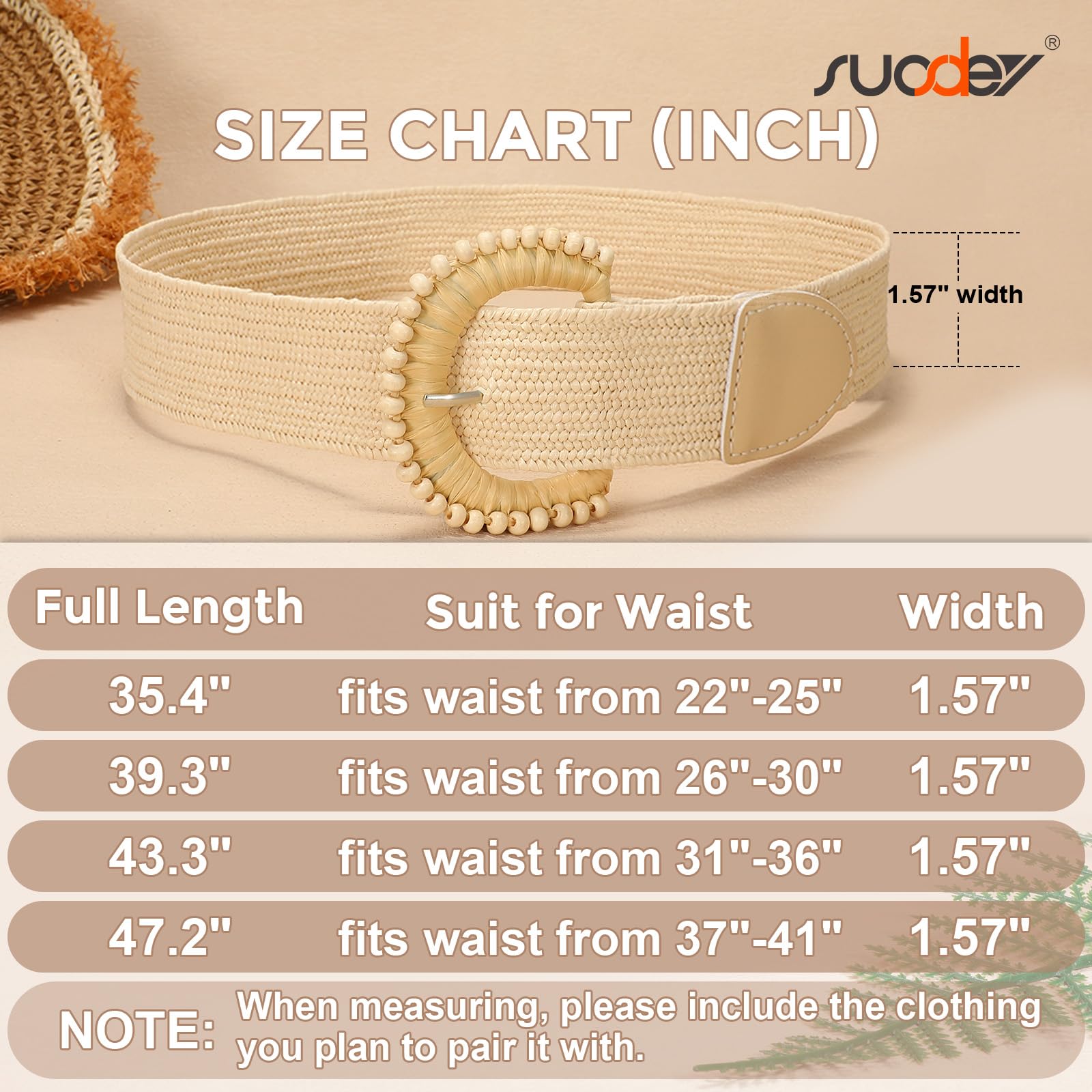 Straw Woven Braided Elastic Belt with Round Buckle - JASGOOD OFFICIAL