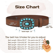 Unisex Western Cowboy Cowgirl Style Boho Turquoise Faux PU Leather Belt