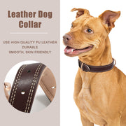 Super Soft Brown Leather Dog Collar With Strong Metal Buckle