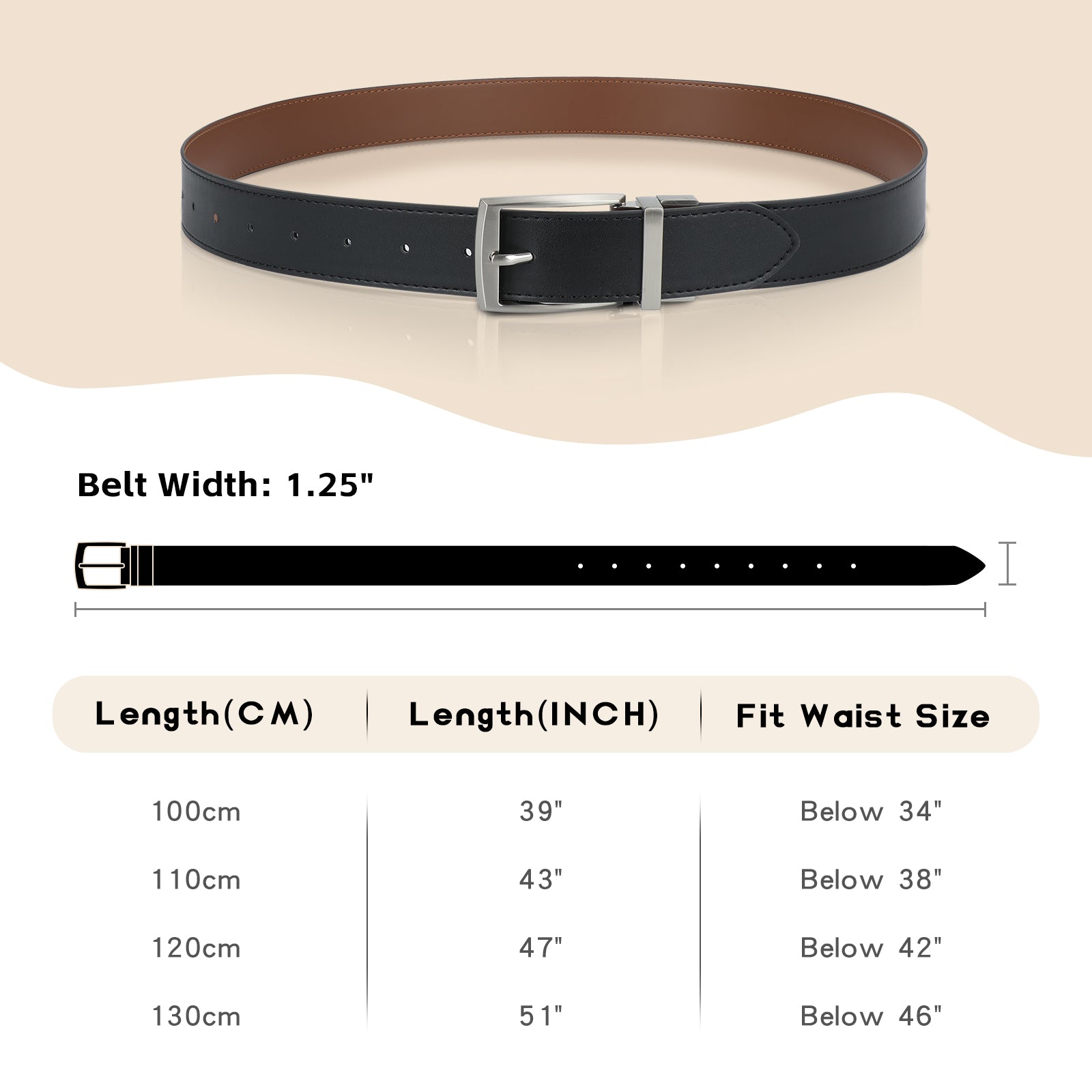 Men Women Comfortable Casual Leather Classic Reversible Belt - JASGOOD OFFICIAL
