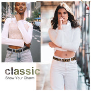 JASGOOD Leather Belts for Women Jeans Dresses Fashion Ladies White Belt