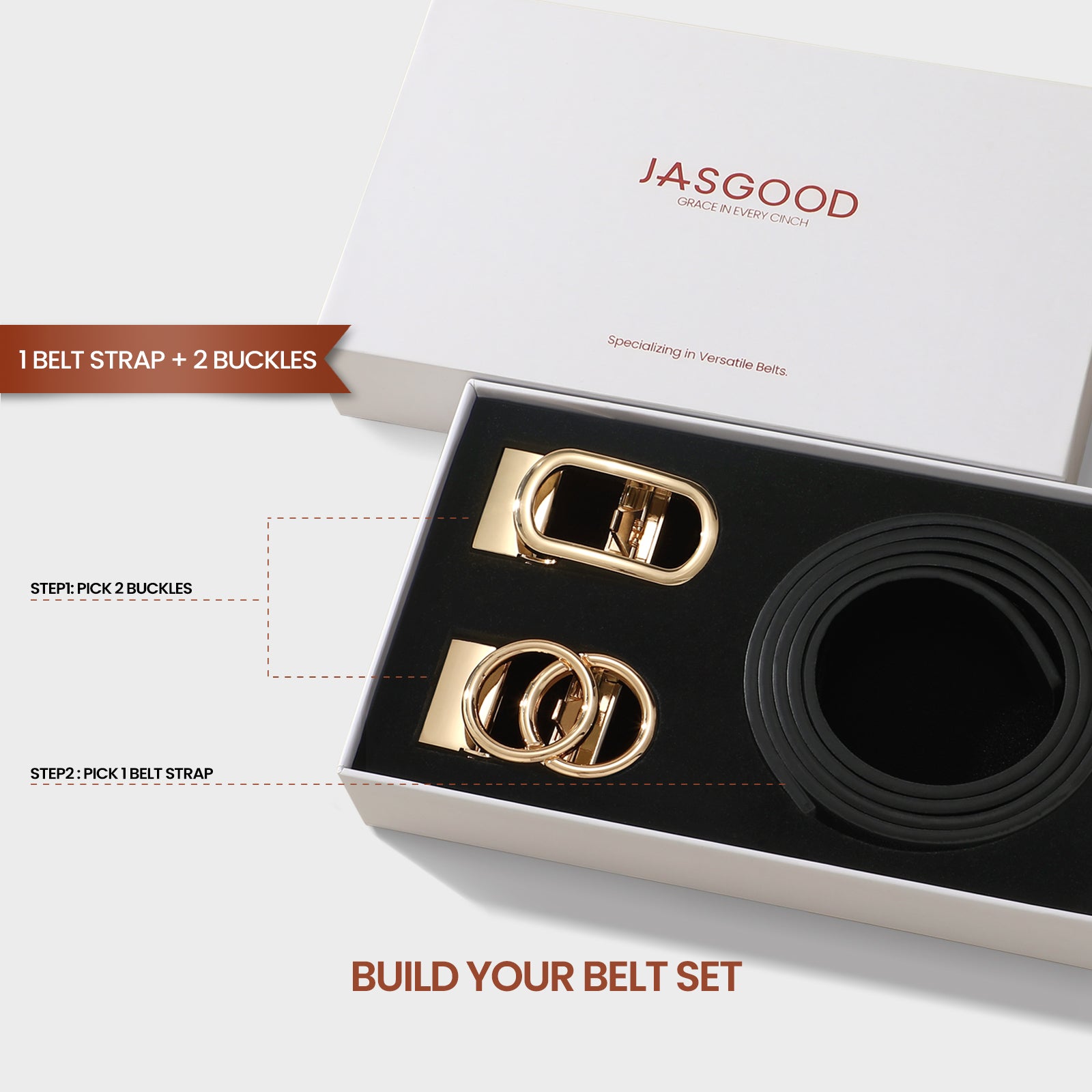 Ratchet Belt for Women | 2 BUCKLES + 1 STRAP - JASGOOD OFFICIAL