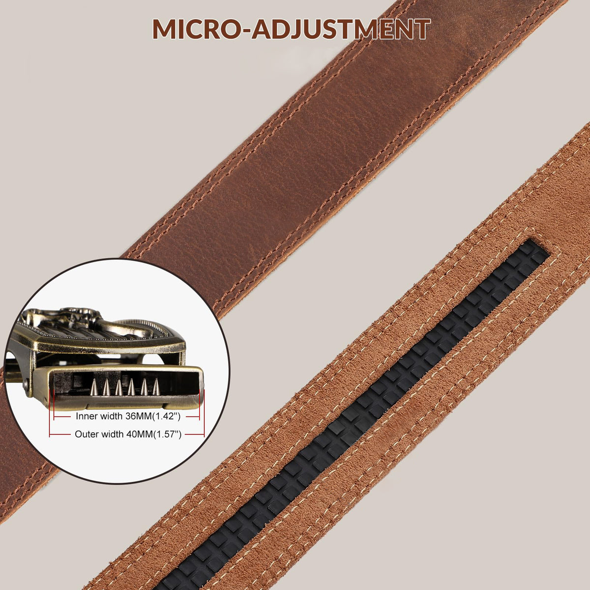 Handcraft Full Grain Sliding Cowhide Leather Waist Belt As Gift | 1.38"Width - JASGOOD OFFICIAL