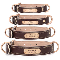 Super Soft Brown Leather Dog Collar With Strong Metal Buckle