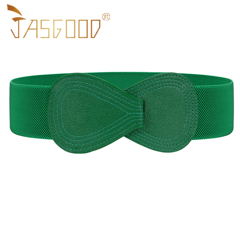 Lady Interlock Buckle 8-shaped Faux Leather Elastic Belt - JASGOOD OFFICIAL