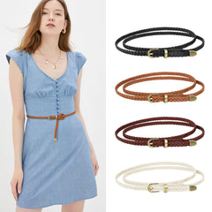 Women 4packs Skinny Woven Waist Belts For Jeans Pants Dress