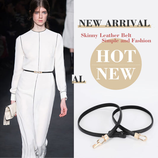 JASGOOD Leather Skinny Women Belt Ladies Thin Waist Belts Plus Size Adjustable for Jeans Pants Dresses with Metal Buckle