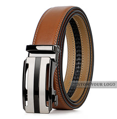 JASGOOD 1 Pack Brown Automatic Ratchet Split Genuine Leather Men Dress Belt