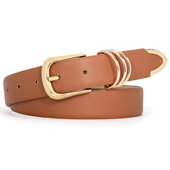 JASGOOD Women's Skinny PU Leather Belt Solid Color Thin Waist Belt with Gold Buckle for Jeans Pants 1/2 Width