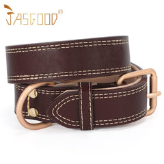 Super Soft Brown Leather Dog Collar With Strong Metal Buckle