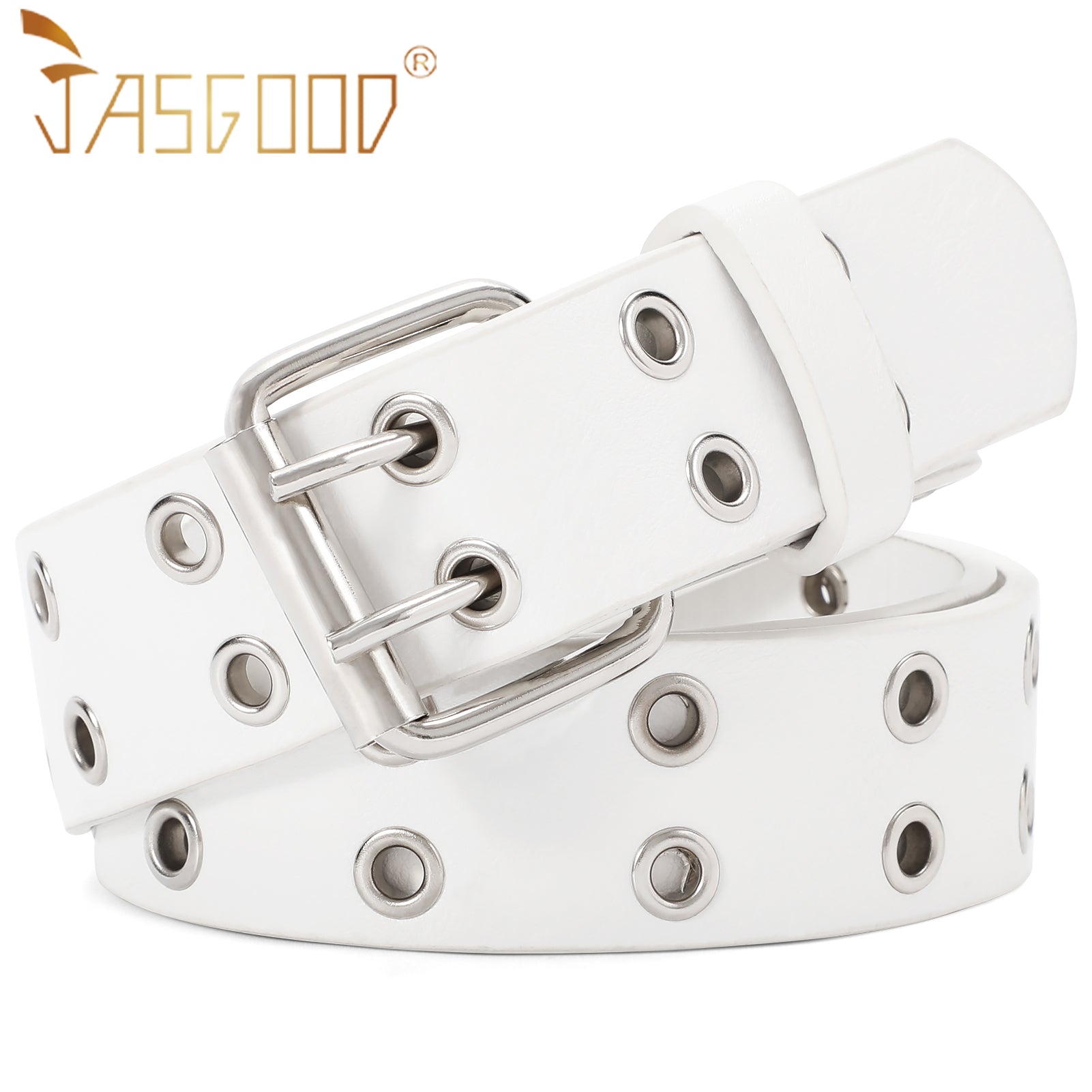 Kids Double Grommet Pu Leather Studded Holes Belt - JASGOOD OFFICIAL