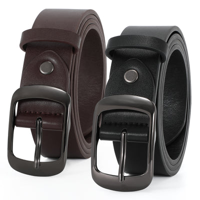 2Packs Women Leather Belts for Jeans Fashion Ladies Black Brown Waist Belt