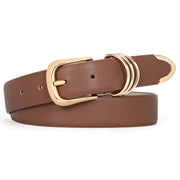 JASGOOD Women's Skinny PU Leather Belt Solid Color Thin Waist Belt with Gold Buckle for Jeans Pants 1/2 Width
