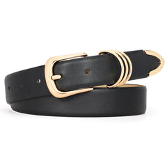 JASGOOD Women's Skinny PU Leather Belt Solid Color Thin Waist Belt with Gold Buckle for Jeans Pants 1/2 Width