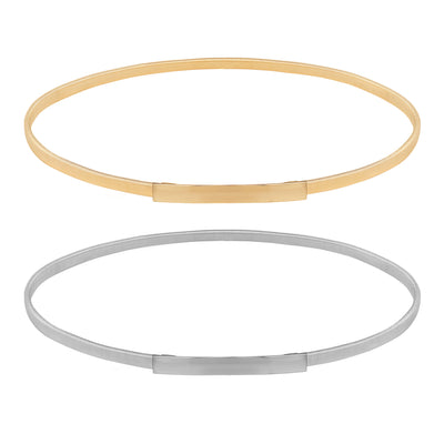 Women Skinny Metal Cinch Belt Gold Waistband Elastic Waist